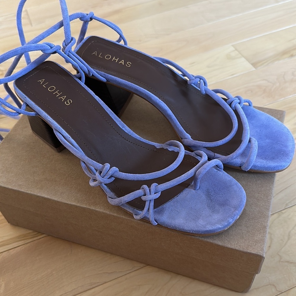 ALOHAS Goldie Mauve suede lace-up sandals with block heel - size 39 | 8.5-9 - Picture 3 of 7